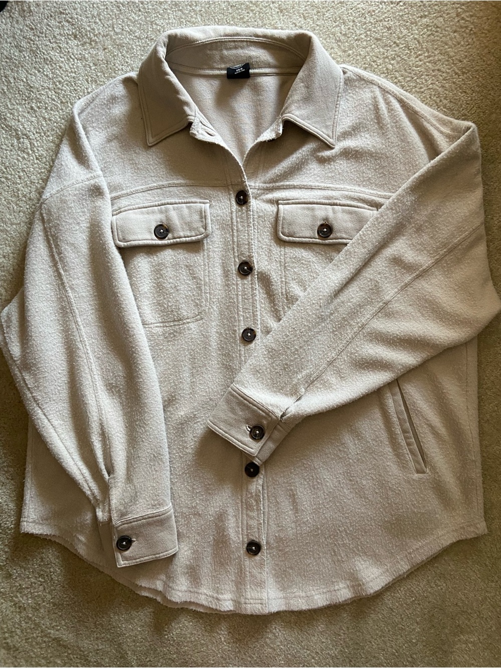 PacSun Button-Front Cream Shirt Jacket Shacket xs/s
